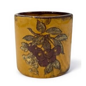 Vintage Holiday Designs Ceramic Planter Cachepot Cherry Fruit Grape Rustic USA